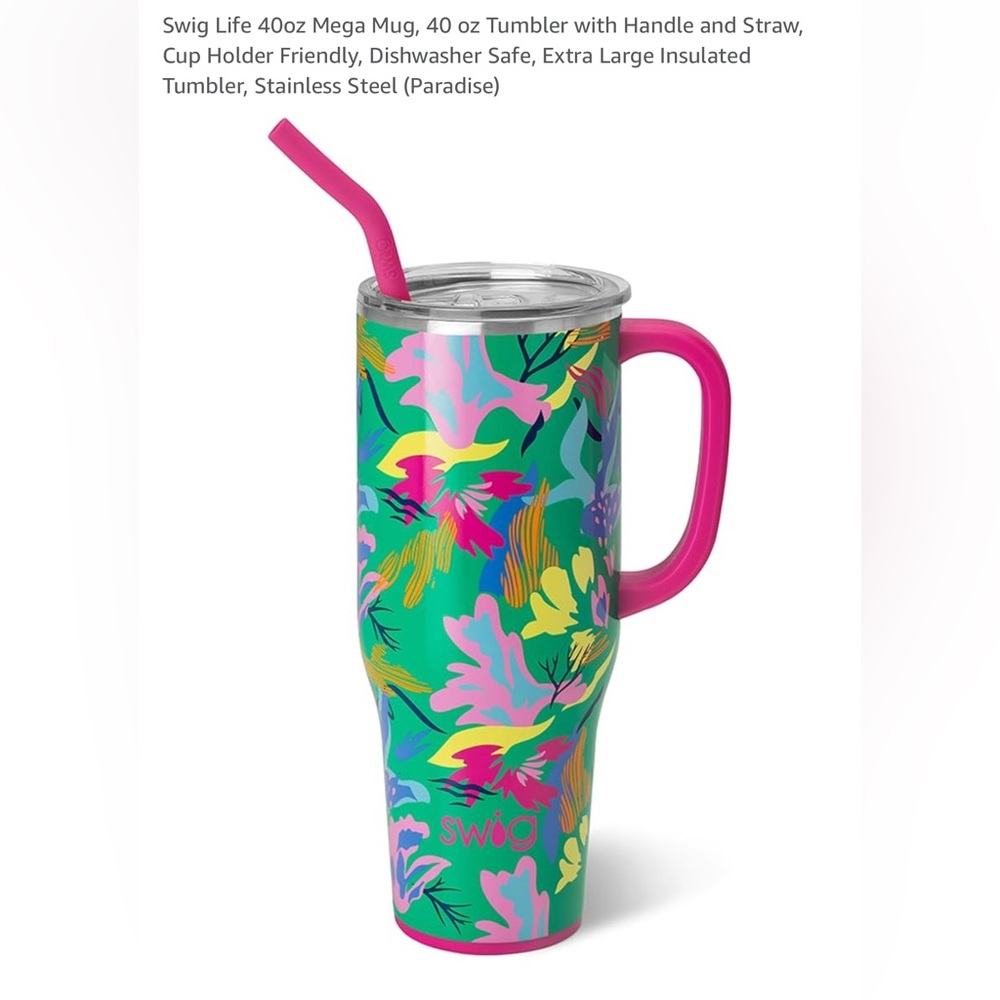 Tropical Pink and Green Insulated Mugs